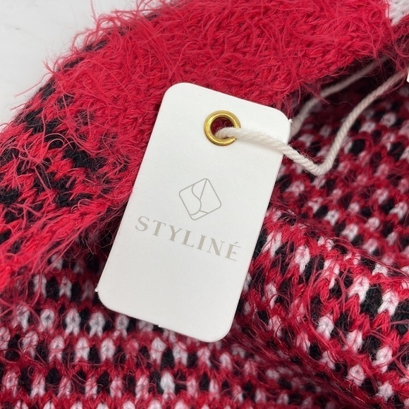 Styline Fuzzy Plaid Headwrap NWT Red One Size - Picture 8 of 9